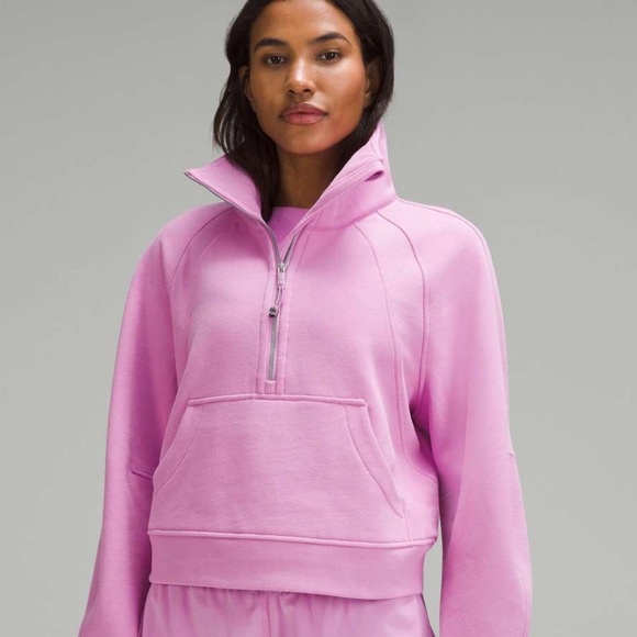 lululemon athletica Tops - Lululemon Athletica Pink Scuba Oversized Funnel Neck Half Zip XL/XXL
